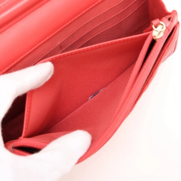 Chanel CC Logo Filigree Caviar Skin Chain Wallet Bag Red - Picture 7 of 15